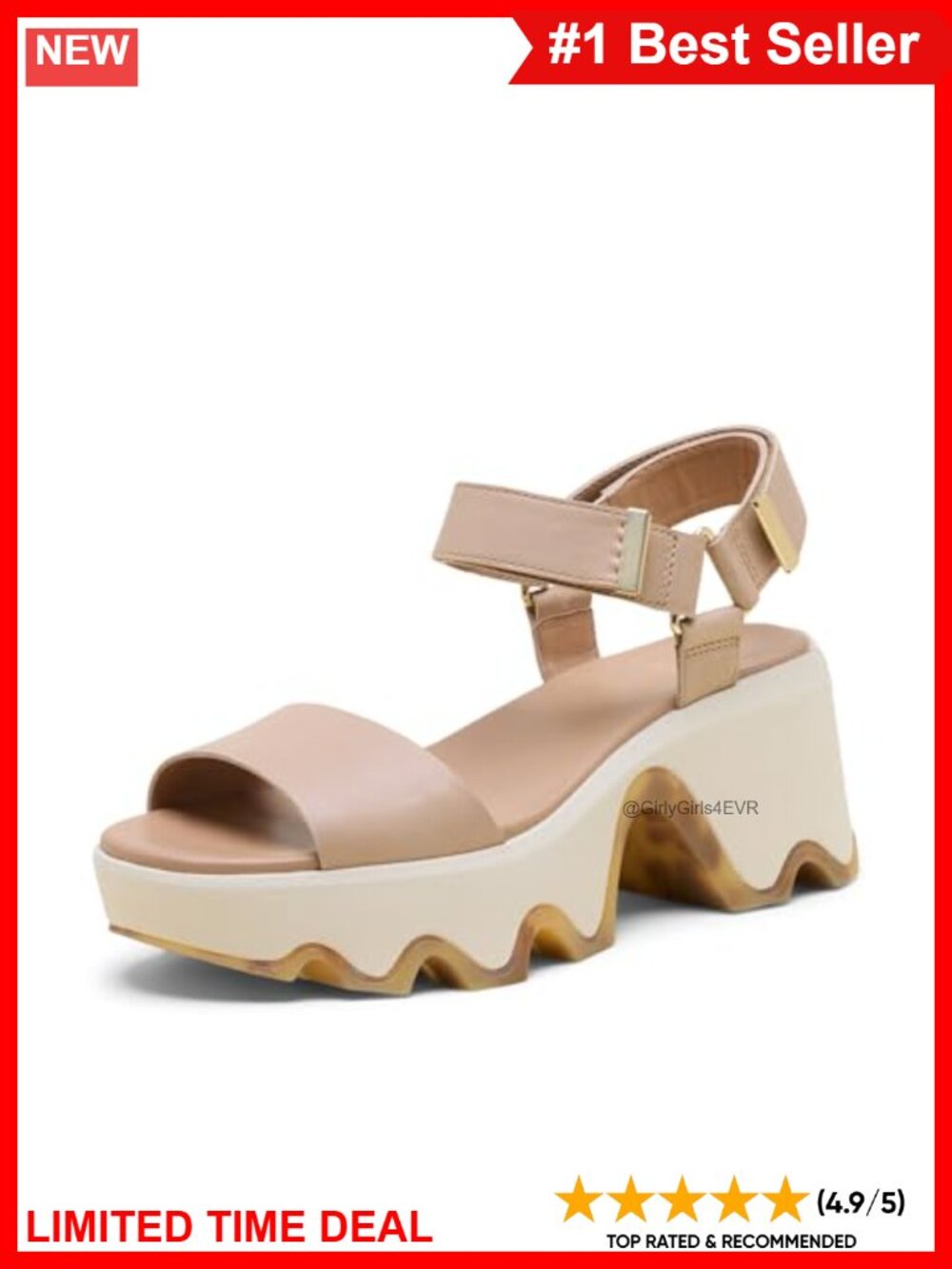 Full Grain Leather Platform Sandals Adjustable Ankle Strap Casual